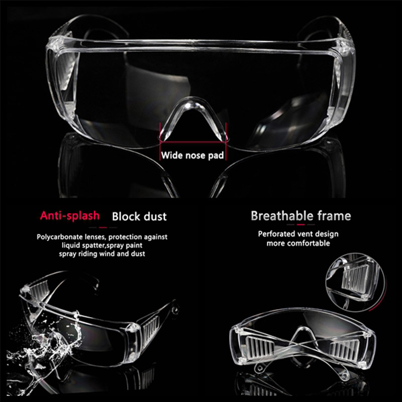 Breathable anti slpash safety glasses