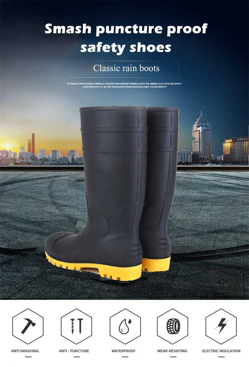 Industrial Construction Steel Toe Anti Smashing Rain Boots