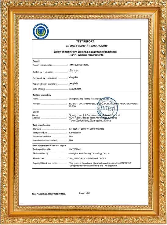 Certification Of Cement Mixers